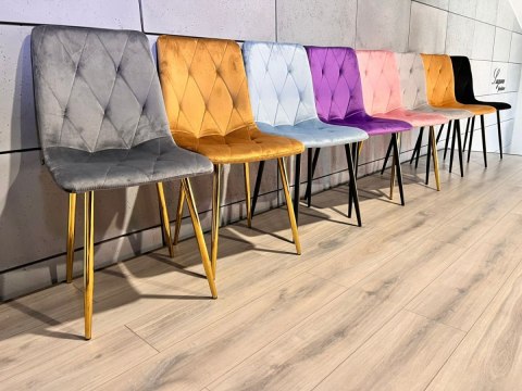 Krzesło tapicerowane BORGO VELVET DARK GREY GOLD Lugano