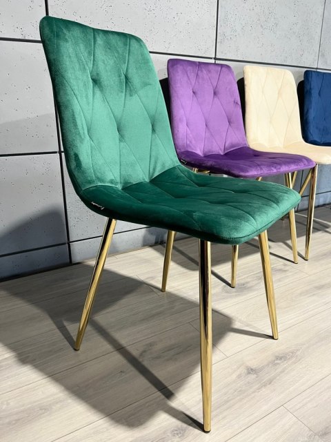 Krzesło tapicerowane BORGO VELVET GREEN GOLD Lugano