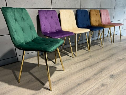 Krzesło tapicerowane BORGO VELVET GREEN GOLD Lugano