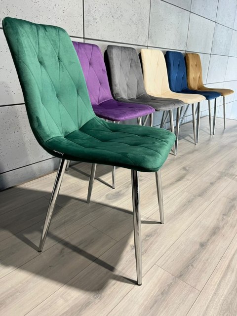 Krzesło tapicerowane BORGO VELVET GREEN SILVER Lugano
