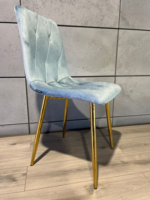 Krzesło tapicerowane BORGO VELVET LIGHT BLUE GOLD Lugano