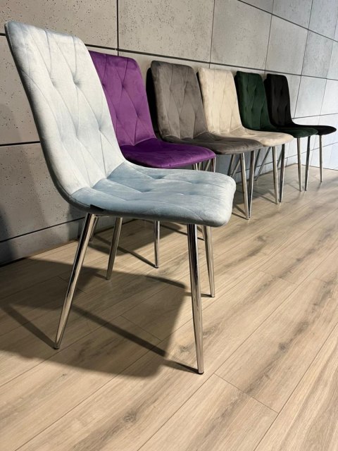 Krzesło tapicerowane BORGO VELVET LIGHT BLUE SILVER Lugano