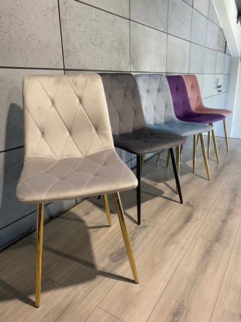 Krzesło tapicerowane BORGO VELVET LIGHT GREY GOLD Lugano