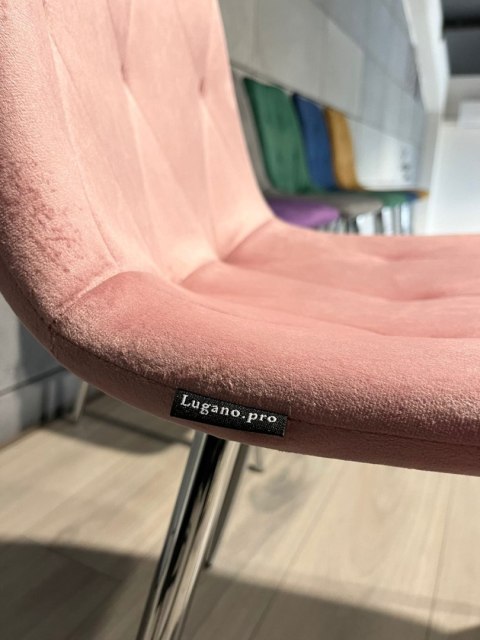 Krzesło tapicerowane BORGO VELVET PINK SILVER Lugano
