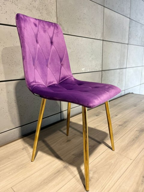 Krzesło tapicerowane BORGO VELVET PURPLE GOLD Lugano