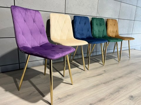 Krzesło tapicerowane BORGO VELVET PURPLE GOLD Lugano