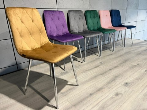 Krzesło tapicerowane BORGO VELVET TRUFLE SILVER Lugano