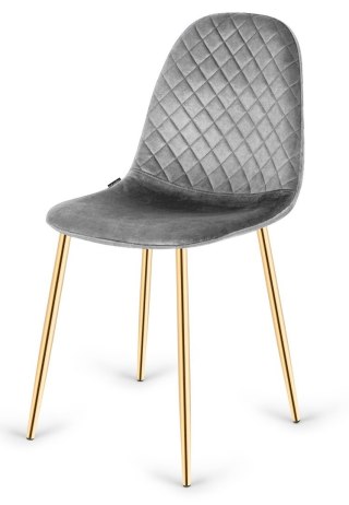 Krzesło tapicerowane CARO VELVET GREY GOLD Lugano