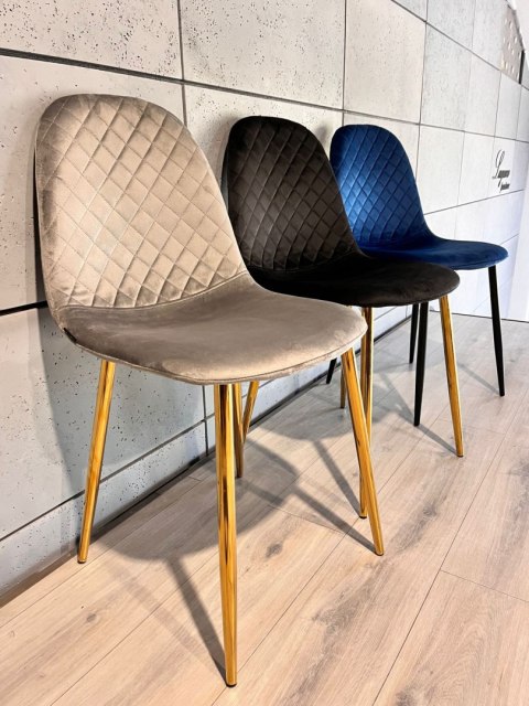 Krzesło tapicerowane CARO VELVET GREY GOLD Lugano
