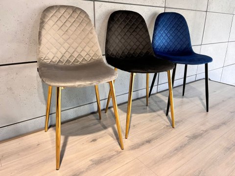Krzesło tapicerowane CARO VELVET GREY GOLD Lugano