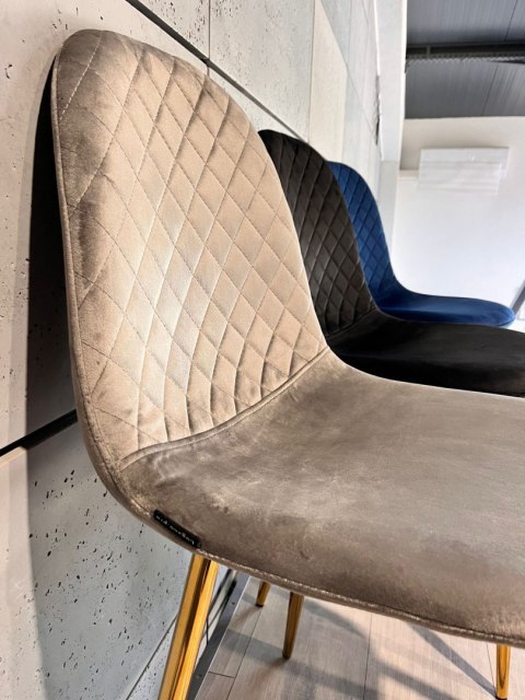Krzesło tapicerowane CARO VELVET GREY GOLD Lugano