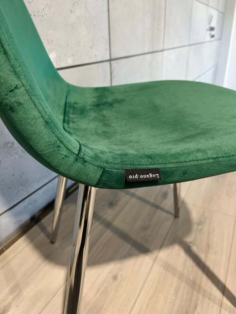 Krzesło tapicerowane GIULIA VELVET GREEN SILVER Lugano