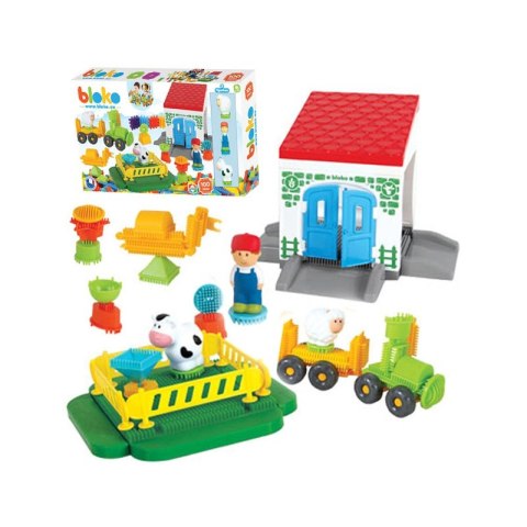 MOCHTOYS Klocki Jeżyki Pin Bricks FARMA w Kartonie 100 el. + 3 Figurki Mochtoys MOCHTOYS Klocki Jeżyki Pin Bricks FARMA w Kartonie 100 el. + 3 Figurki Mochtoys