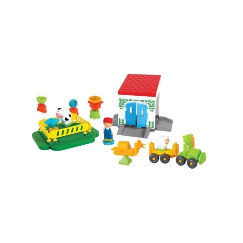 MOCHTOYS Klocki Jeżyki Pin Bricks FARMA w Kartonie 100 el. + 3 Figurki Mochtoys MOCHTOYS Klocki Jeżyki Pin Bricks FARMA w Kartonie 100 el. + 3 Figurki Mochtoys