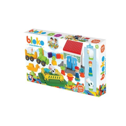 MOCHTOYS Klocki Jeżyki Pin Bricks FARMA w Kartonie 100 el. + 3 Figurki Mochtoys MOCHTOYS Klocki Jeżyki Pin Bricks FARMA w Kartonie 100 el. + 3 Figurki Mochtoys
