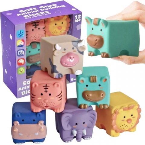 WOOPIE BABY Klocki Sensoryczne Zwierzątka Układanka do Ściskania + Dźwięk 6 el. Woopie WOOPIE BABY Klocki Sensoryczne Zwierzątka Układanka do Ściskania + Dźwięk 6 el. Woopie