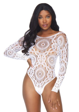 Crochet lace snap crotch teddy White Leg Avenue