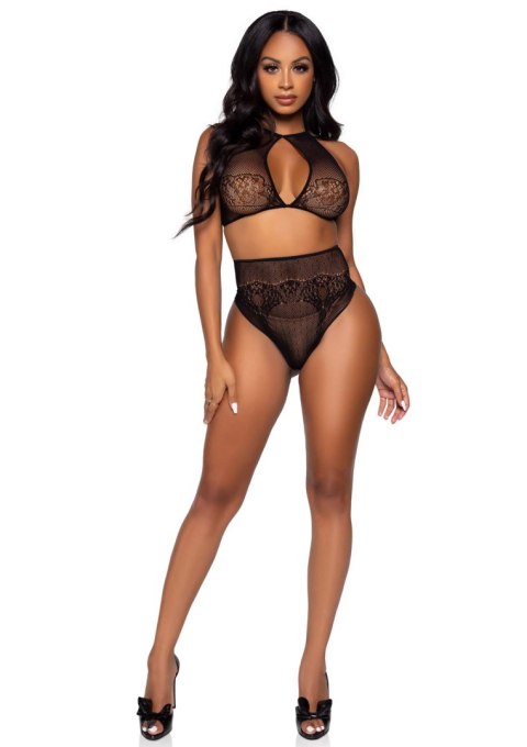 Halter crop top & thong panty Black Leg Avenue