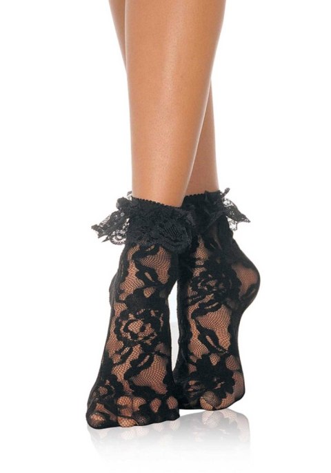 Lace Anklet With Ruffle Black Leg Avenue Lace Anklet With Ruffle Black Leg Avenue