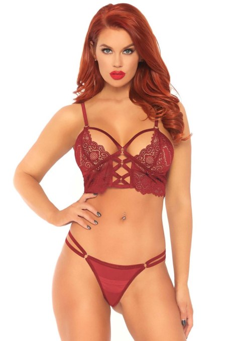 Lace bralette with sheer thong Red Leg Avenue Lace bralette with sheer thong Red Leg Avenue