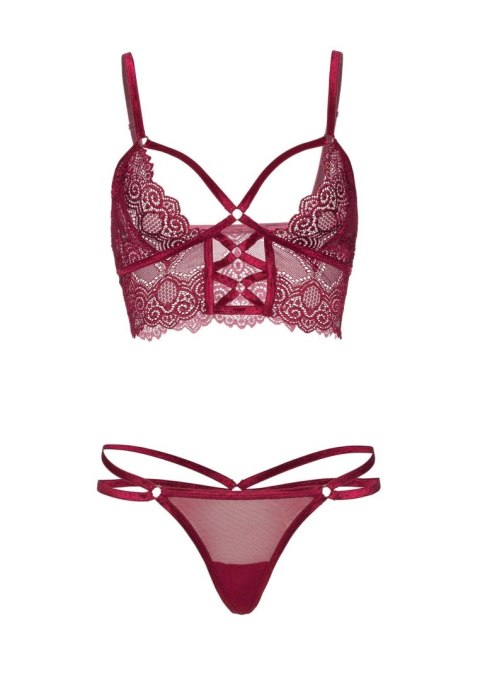 Lace bralette with sheer thong Red Leg Avenue Lace bralette with sheer thong Red Leg Avenue