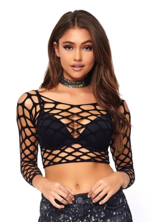 Net long sleeved crop top Black Leg Avenue