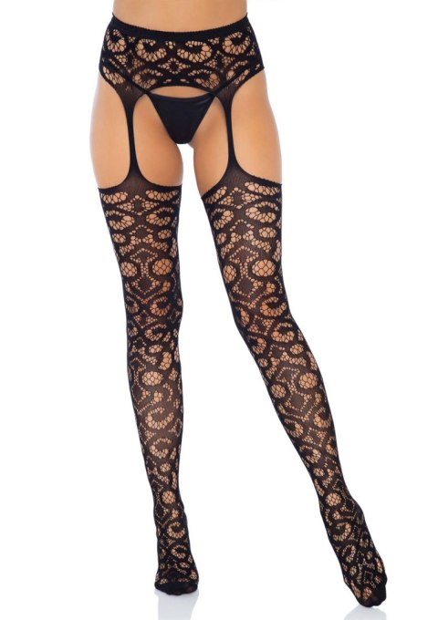 Scroll Lace Garterb. Stockings Black Leg Avenue Scroll Lace Garterb. Stockings Black Leg Avenue