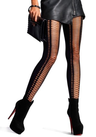 Spandex Lace Up Pantyhose Black Leg Avenue
