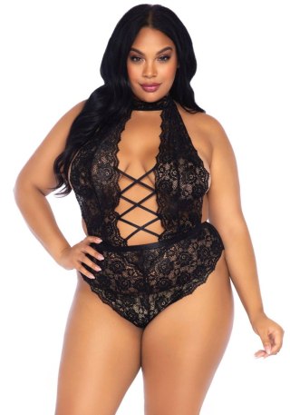 Backless & crotchless teddy + Black Leg Avenue