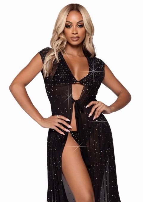 Floor length sheer robe Black Leg Avenue
