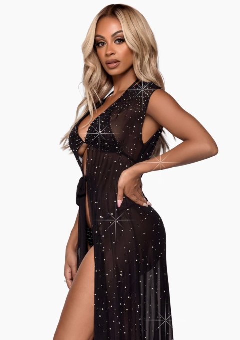 Floor length sheer robe Black Leg Avenue
