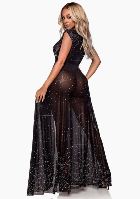Floor length sheer robe Black Leg Avenue