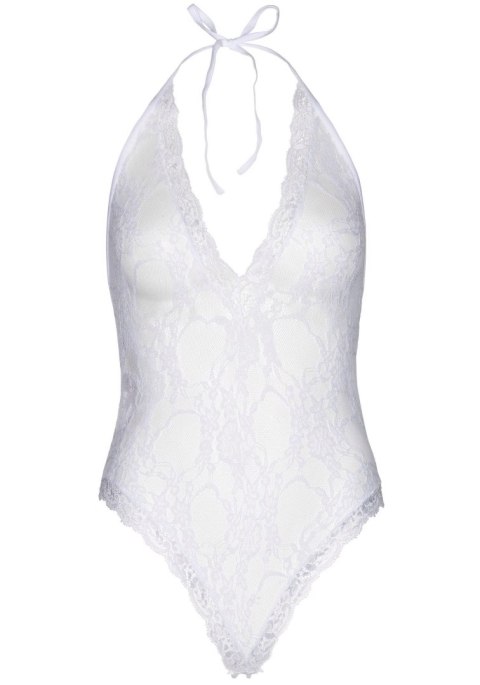 Lace Deep-V Teddy & Stockings White Leg Avenue Lace Deep-V Teddy & Stockings White Leg Avenue