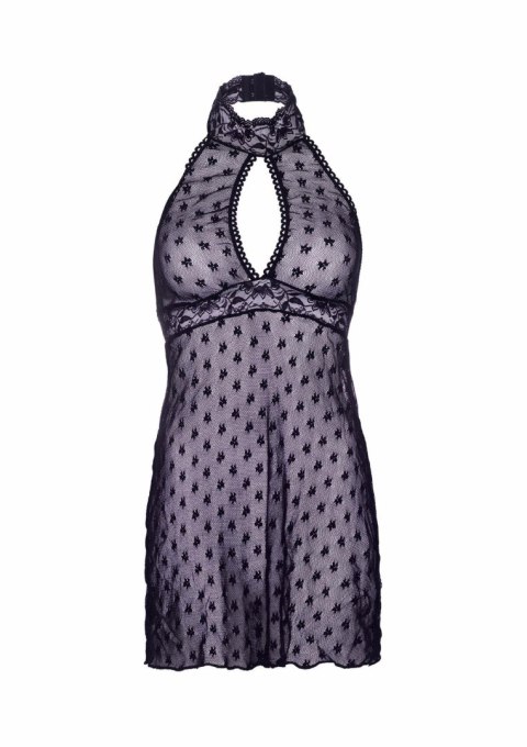 Lace trimmed halter babydoll Black Leg Avenue Lace trimmed halter babydoll Black Leg Avenue