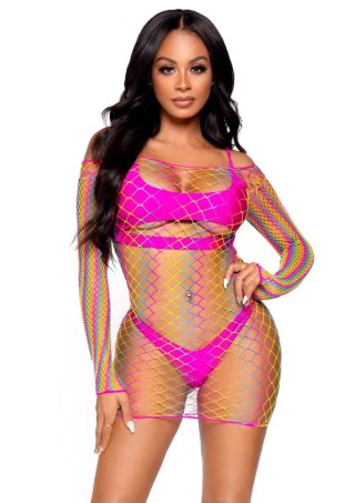 Net long sleeved mini dress Multicolor Leg Avenue