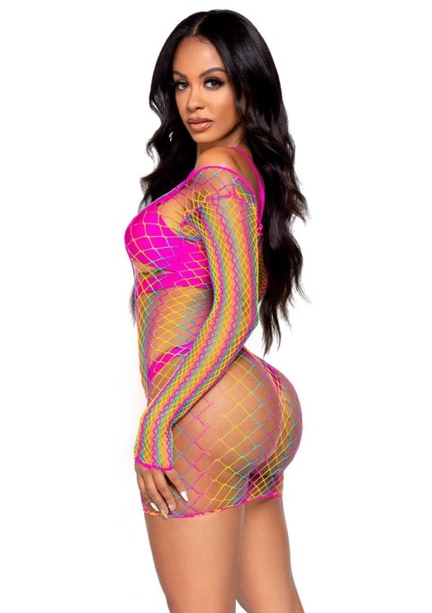 Net long sleeved mini dress Multicolor Leg Avenue