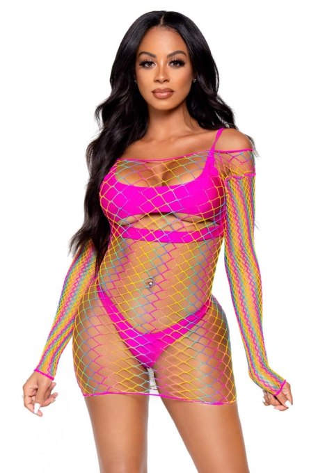 Net long sleeved mini dress Multicolor Leg Avenue
