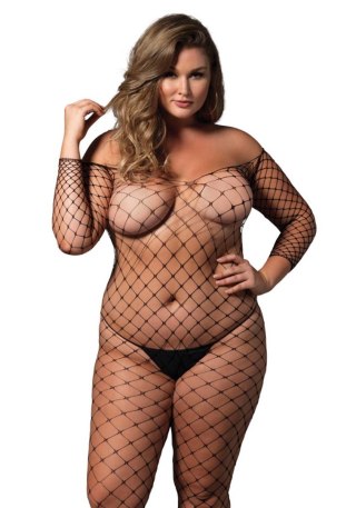 Off The Shoulder Bodystocking Black Leg Avenue