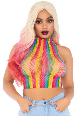 Rainbow net high neck crop top Multicolor Leg Avenue
