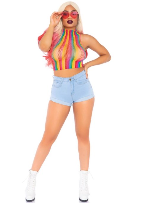 Rainbow net high neck crop top Multicolor Leg Avenue Rainbow net high neck crop top Multicolor Leg Avenue