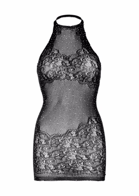 Rhinestone Halter Mini Dress Black Leg Avenue
