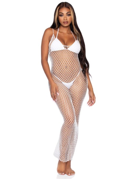 Woven Twist Net Maxi Dress White Leg Avenue Woven Twist Net Maxi Dress White Leg Avenue