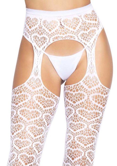 Heart Net Suspender Hose White Leg Avenue Heart Net Suspender Hose White Leg Avenue