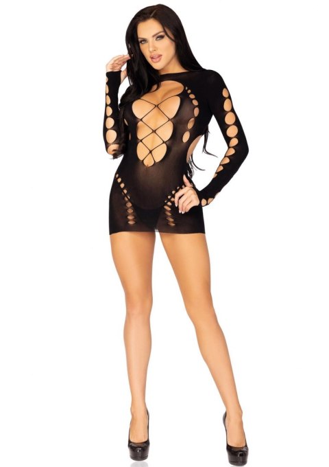 Long Sleeve Cut Out Mini Dress Black Leg Avenue