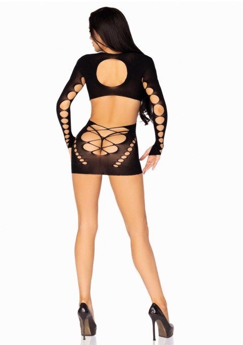 Long Sleeve Cut Out Mini Dress Black Leg Avenue