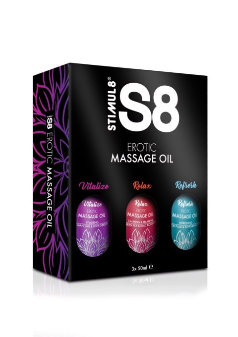 S8 Massage Oil Box 3x 50ml Multi flavour Stimul8 S8 S8 Massage Oil Box 3x 50ml Multi flavour Stimul8 S8