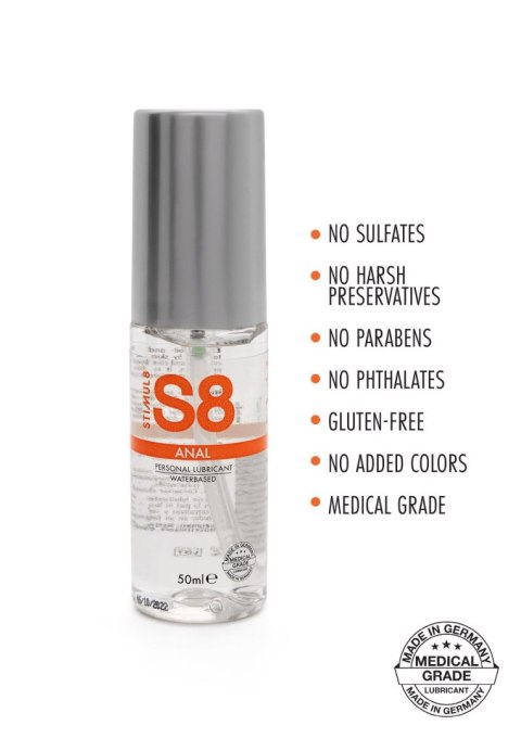 S8 WB Anal Lube 50ml Natural Stimul8 S8 S8 WB Anal Lube 50ml Natural Stimul8 S8
