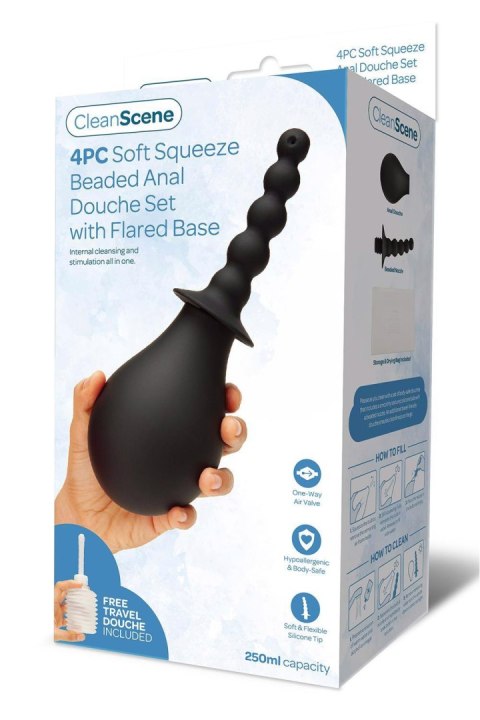 CLEANSCENE 250ML 4PCS SOFT SQUEEZE BEADED ANAL DOUCHE WITH FLAIRED BASE CleanScene