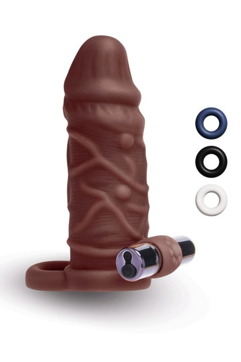 SIZE UP SILICONE VIBRATING REALISTIC PENIS EXTENDER WITH BALL LOOP DARK TAN SIZE UP SIZE UP SILICONE VIBRATING REALISTIC PENIS EXTENDER WITH BALL LOOP DARK TAN SIZE UP