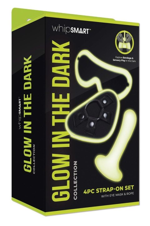 WHIPSMART 4 PCS GLOW IN THE DARK STRAP-ON SET WITH EYEMASK & SILK ROPE Whipsmart